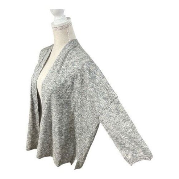 Loft Petites Women Grey Sparkle Cardigan Size M Petite Open Front 3/4-Sleeve - Picture 2 of 12